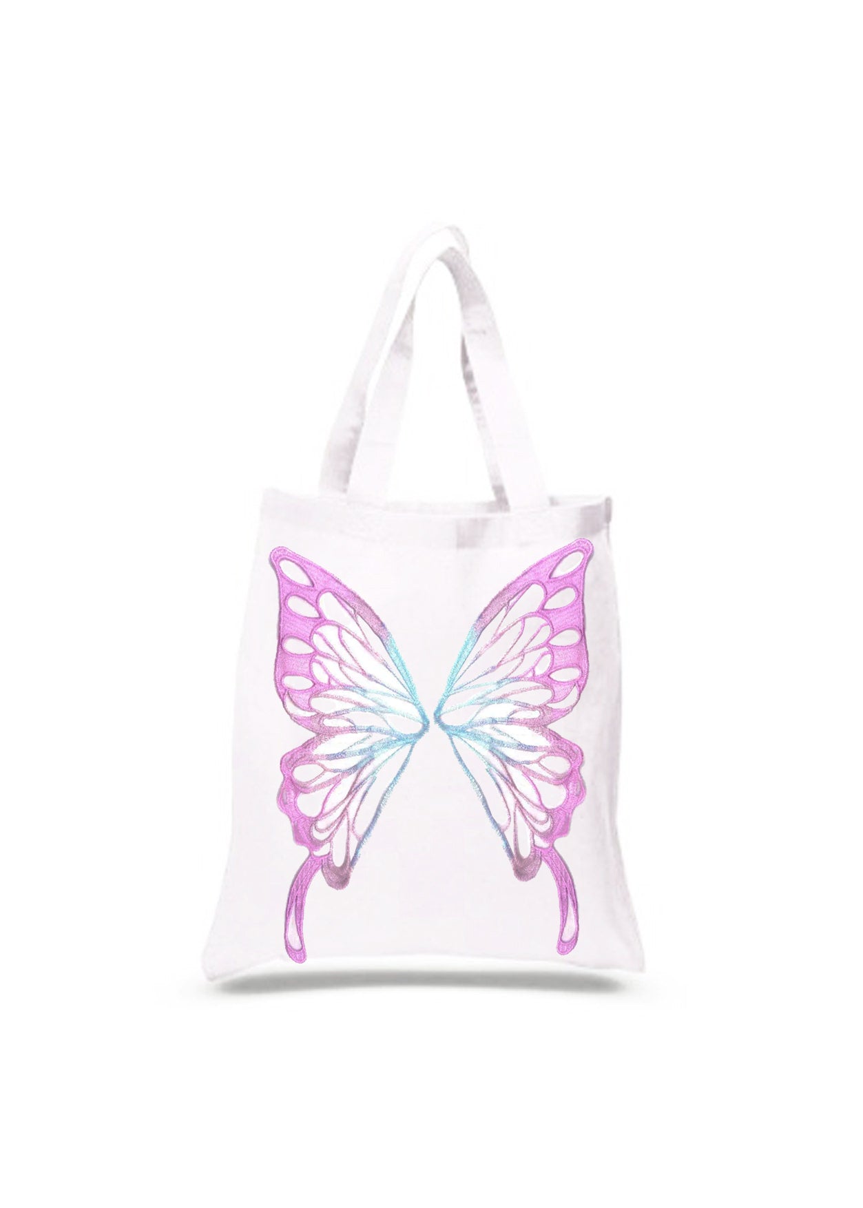 White Bag with Embroidery Butterfly