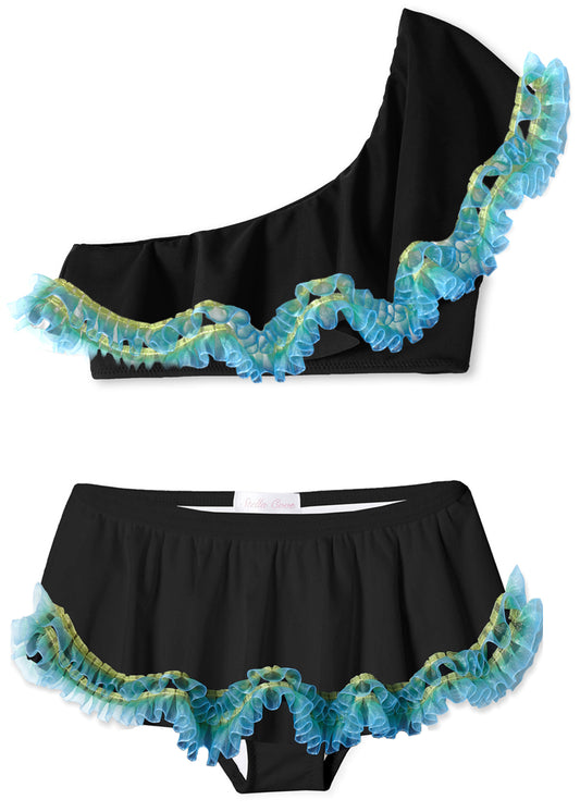 Black Skirt Bikini with Anemone