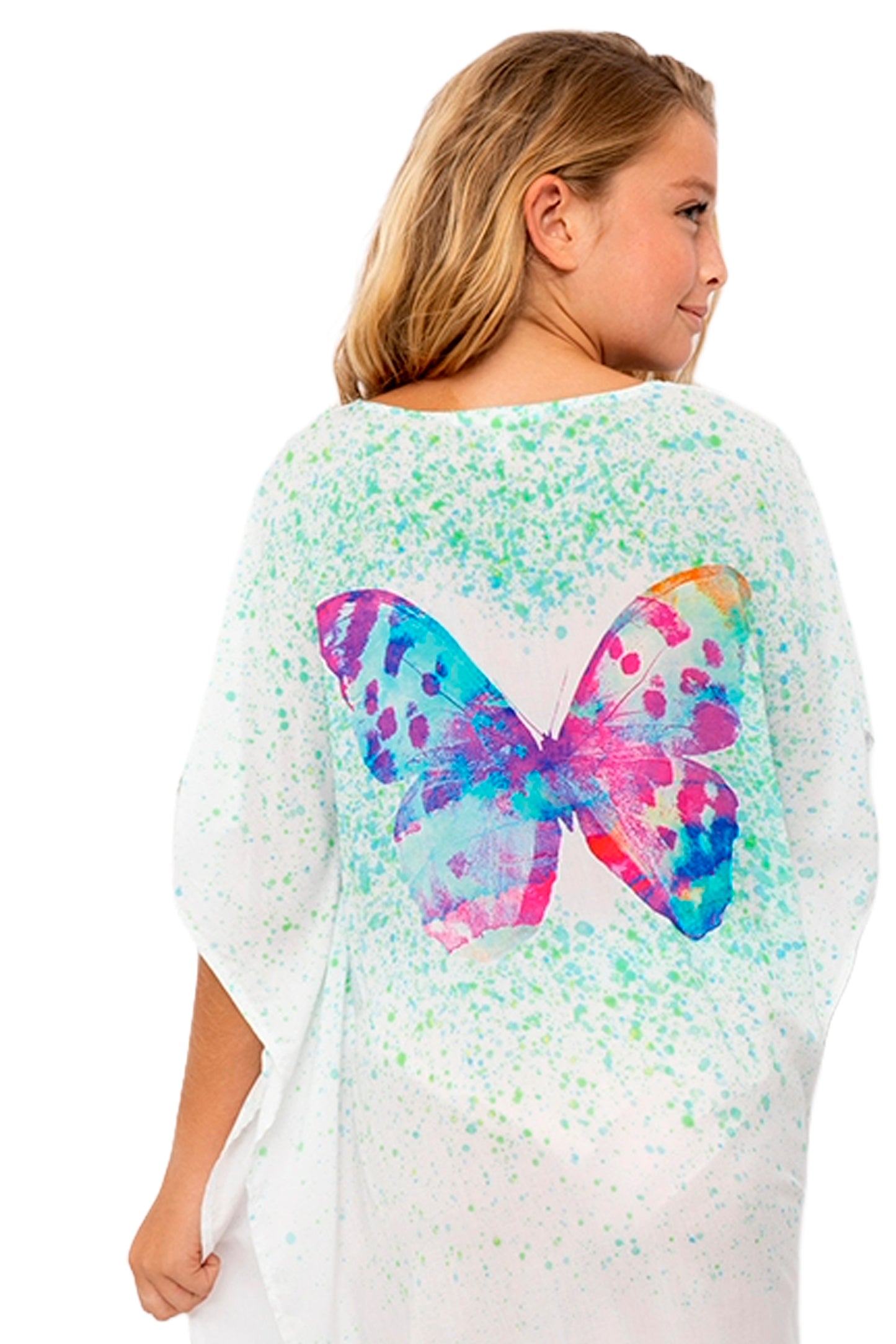 butterfly print beach cover-up for girls