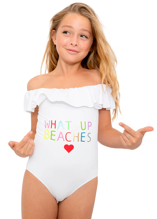 cool white bating suit for girls