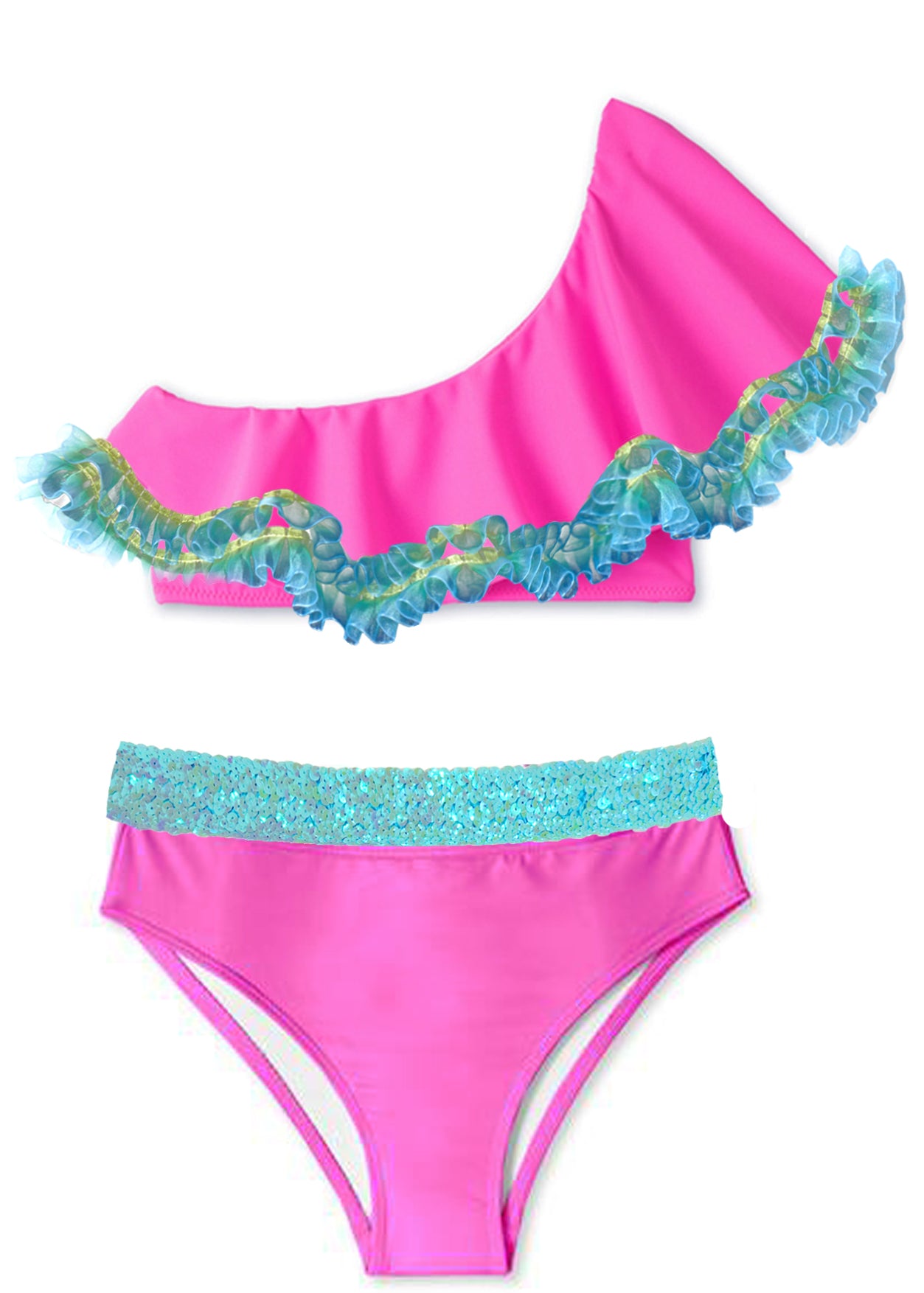 hot pink ruffle bikinis for girl