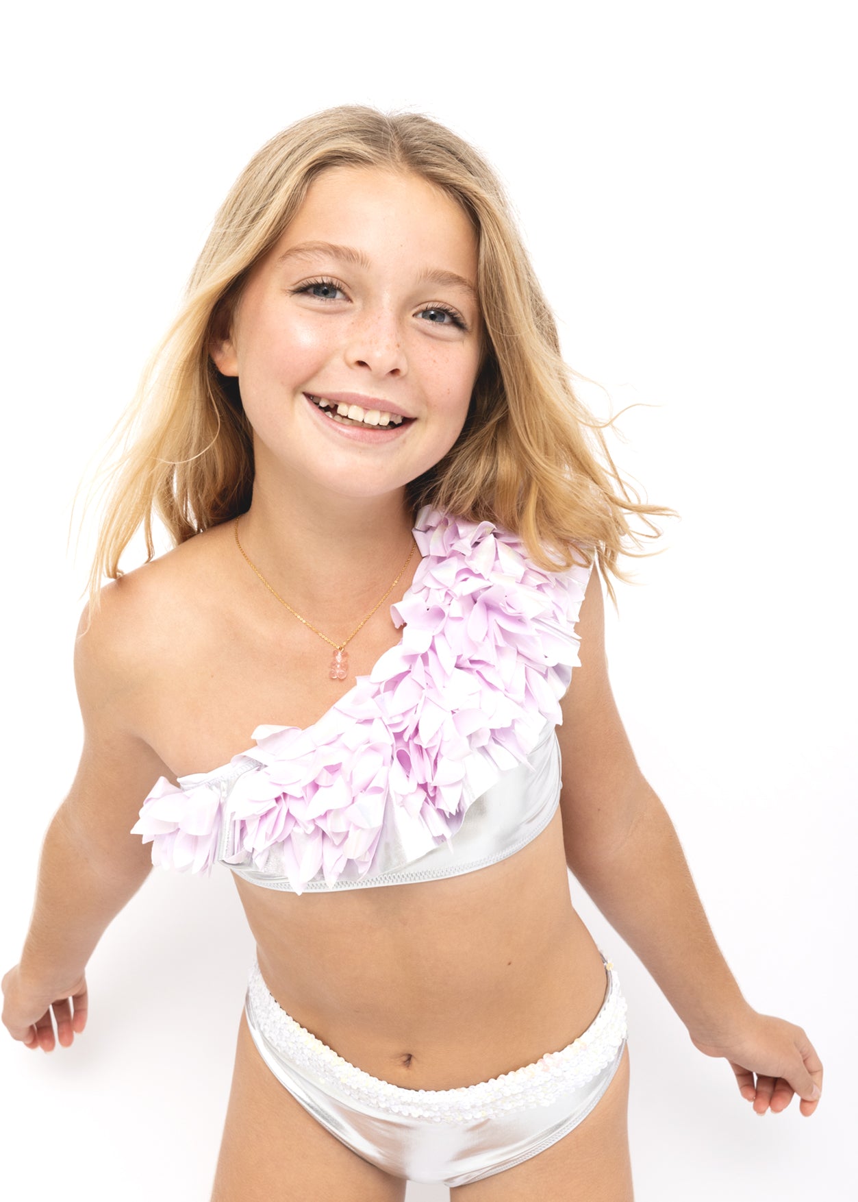 Beautiful Silver and Pink Bikini for Tween Girls Stella Cove