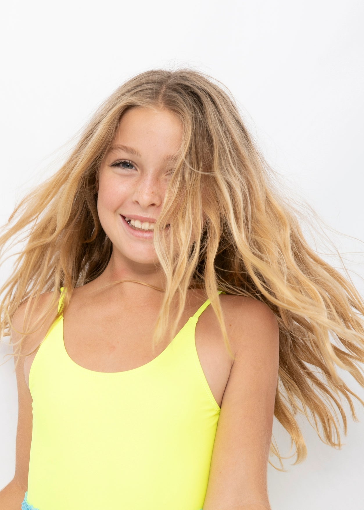 neon yellow swimwear for tween girls