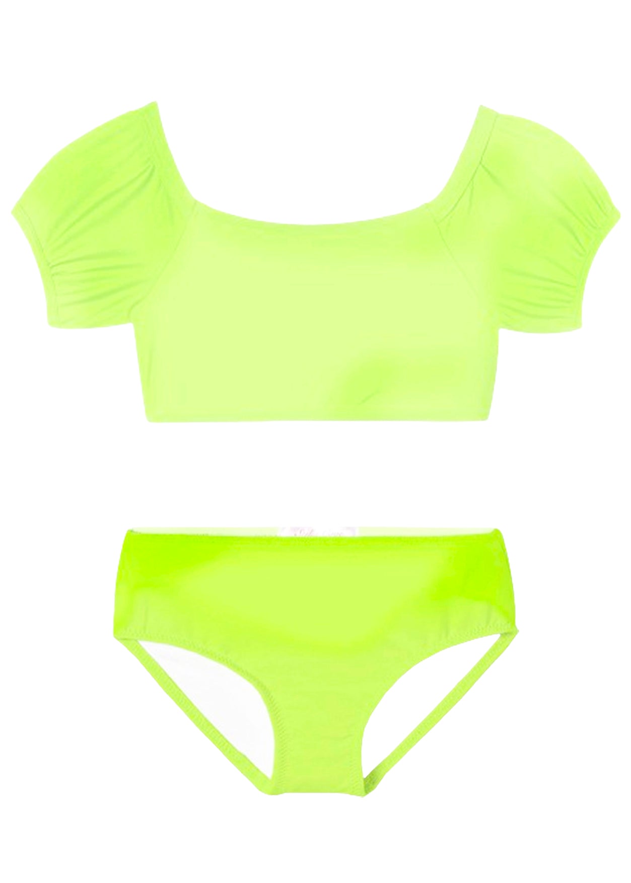 Neon Yellow Puff Sleeve Bikini