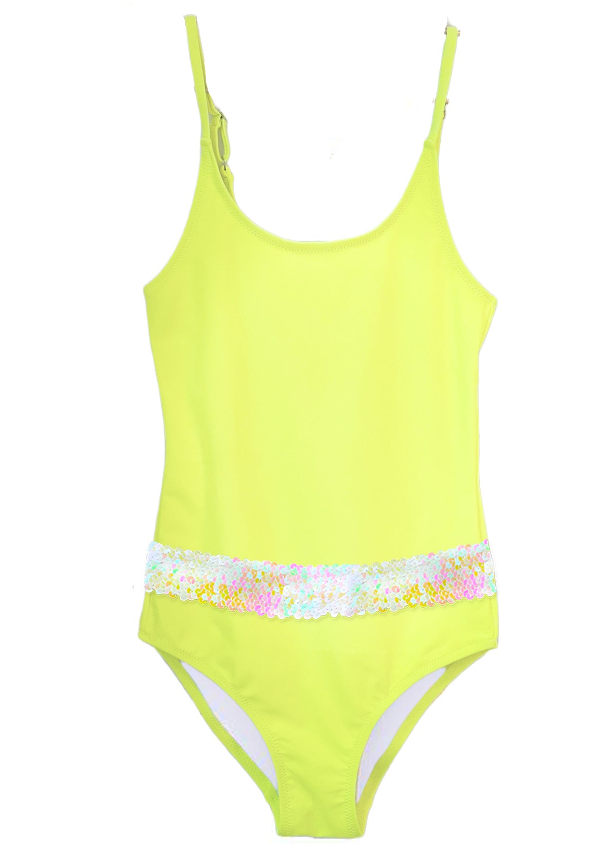 Neon Yellow Swimsuit with Sequins for Girls – Stella Cove