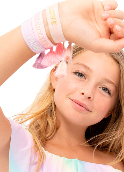 pink friendship bracelet