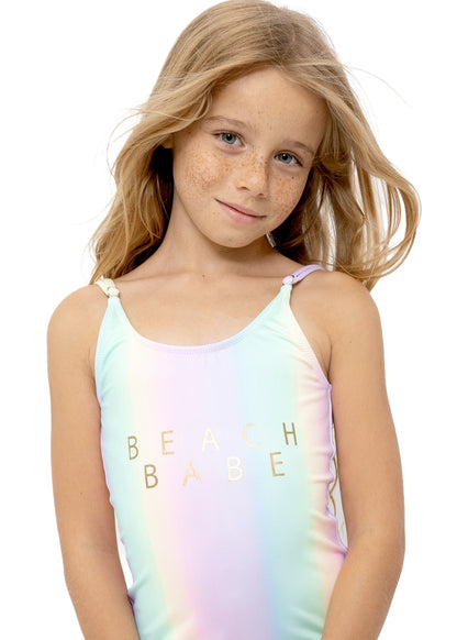 rainbow bathing suit tween girl