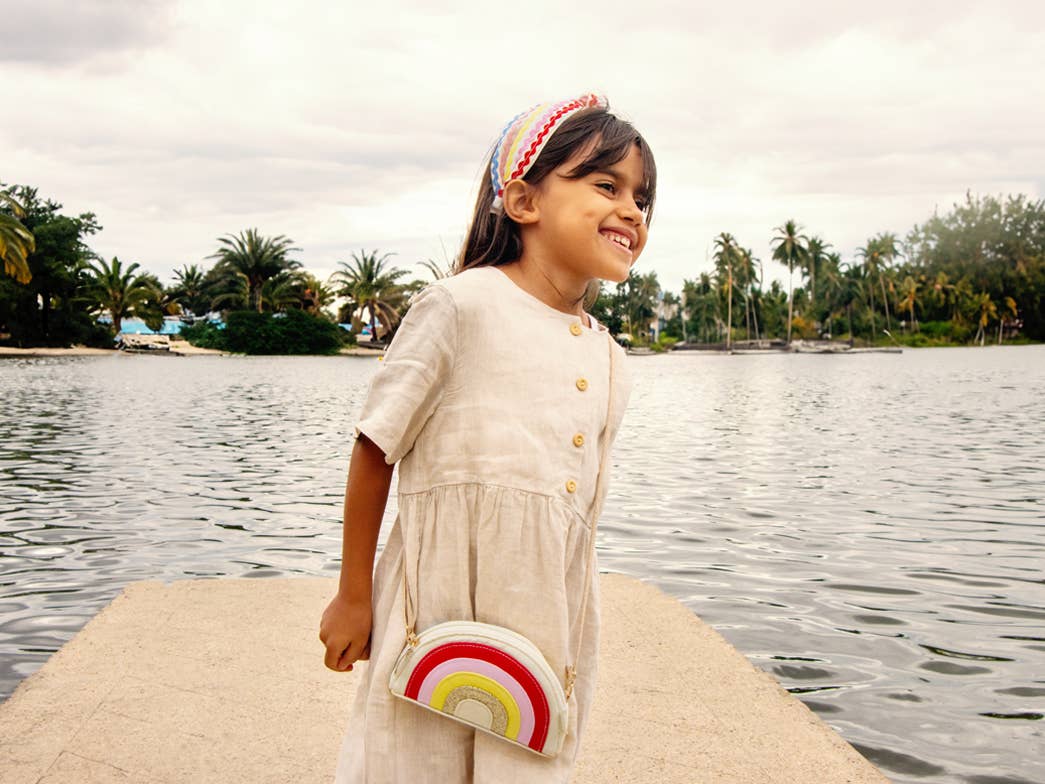 rainbow beach bag for girls