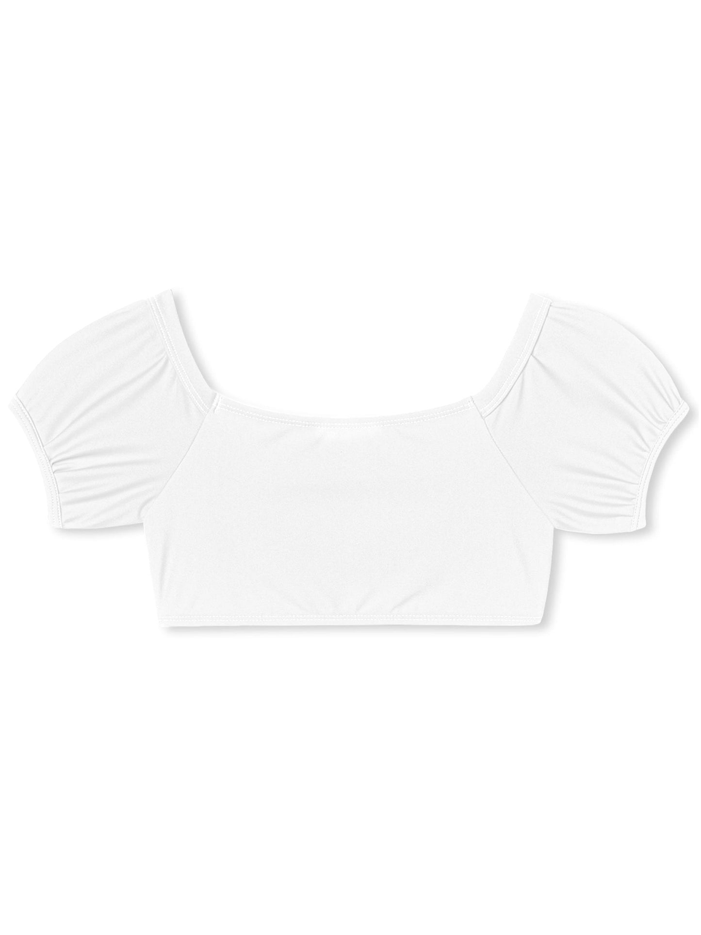 white puff sleeve bikini top for girls