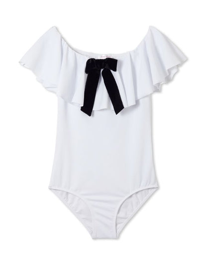 white ruffle swimsuit for girls